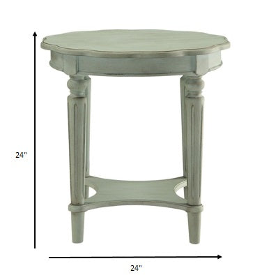 Homeroots 24" X 24" X 24" Antique Green Solid Wood End Table   286346