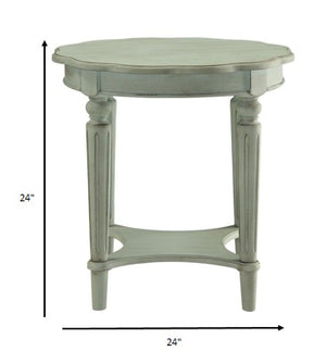 Homeroots 24" X 24" X 24" Antique Green Solid Wood End Table   286346