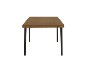 English Elm Hillary Walnut & Black Dining Table with 2 Leaves — 35"D x 59–83"W, 18mm Top, Rubberwood/MDF Veneer B2726P303028