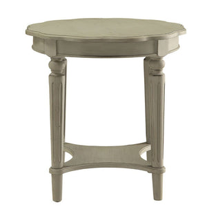 Homeroots 24" Light Slate Gray Solid Wood Round End Table With Shelf Antique Slate  286348