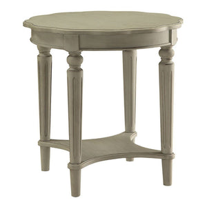 Homeroots 24" Light Slate Gray Solid Wood Round End Table With Shelf Antique Slate  286348