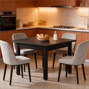 English Elm Mid-sized Square Dining Table Cracked Oak Rustic Brown Finish Seats Four Compact T3971P450363