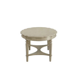 HomeRoots 50" Antiqued White Oval Coffee Table - Distressed Solid Wood Centerpiece for Rustic Farmhouse Decor 286349
