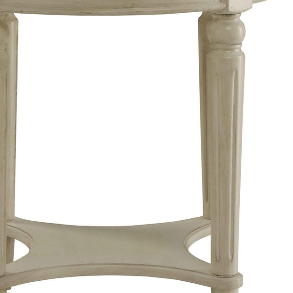Homeroots 24" Off White Solid Wood Oval End Table With Shelf Antique White  286350