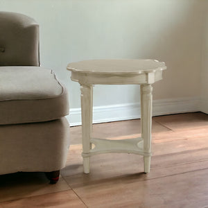 Homeroots 24" Off White Solid Wood Oval End Table With Shelf Antique White  286350