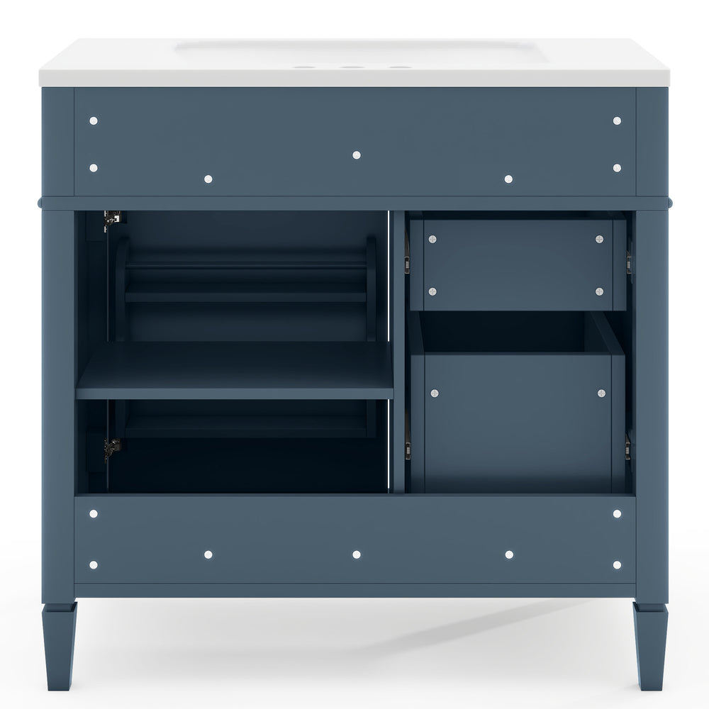 English Elm 36'' Modern Bathroom Vanity With Ceramic Sink, 2 Drawers & Tip-Out Drawer For Stylish Storage Solutions SW000119AAM-2
