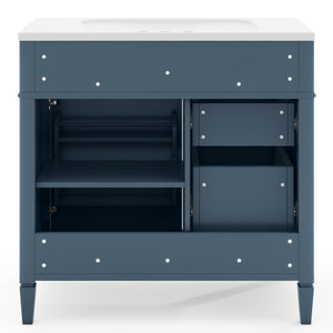 English Elm 36'' Modern Bathroom Vanity With Ceramic Sink, 2 Drawers & Tip-Out Drawer For Stylish Storage Solutions SW000119AAM-2