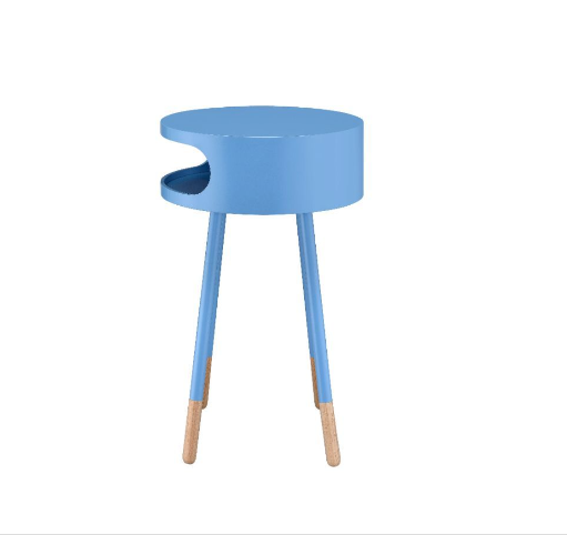Homeroots Bentwood Light Blue Retro Round Wooden End Table   286362