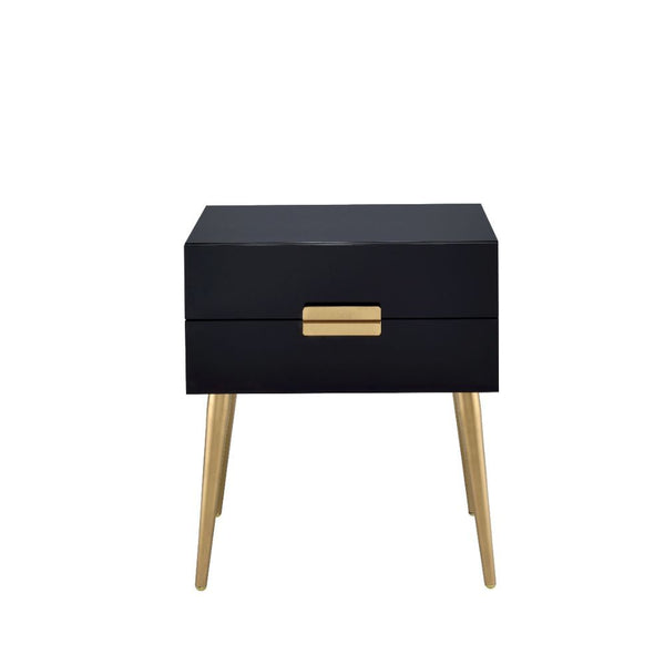 Homeroots 24" Black And Gold End Table With Two Drawers Black And Gild  286383