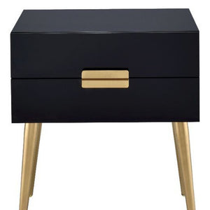 Homeroots 24" Black And Gold End Table With Two Drawers Black And Gild  286383