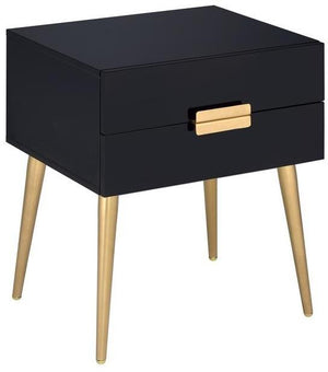 Homeroots 24" Black And Gold End Table With Two Drawers Black And Gild  286383
