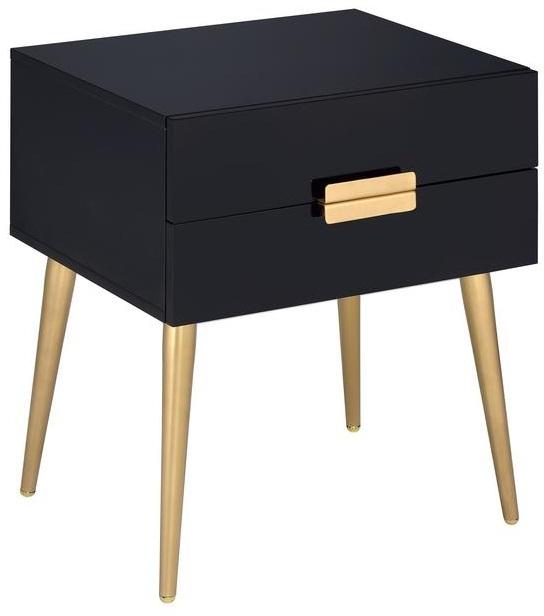 Homeroots 24" Black And Gold End Table With Two Drawers Black And Gild  286383