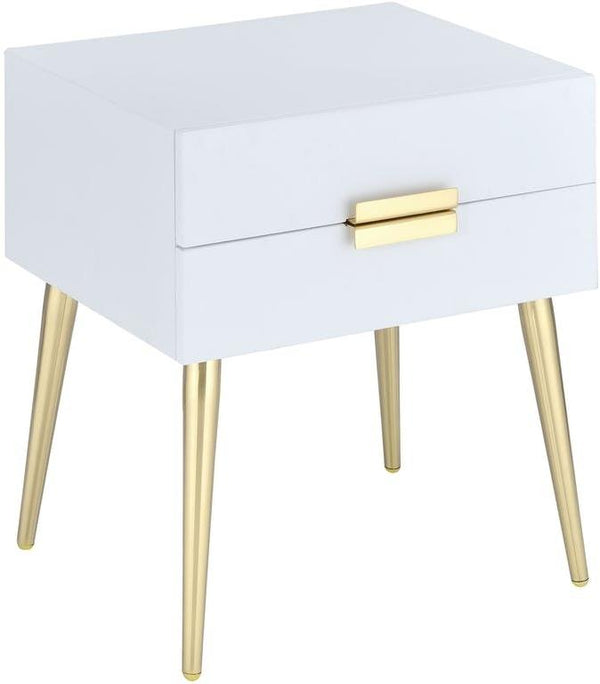 Homeroots 24" Gold And White End Table With Two Drawers White And Gold  286384