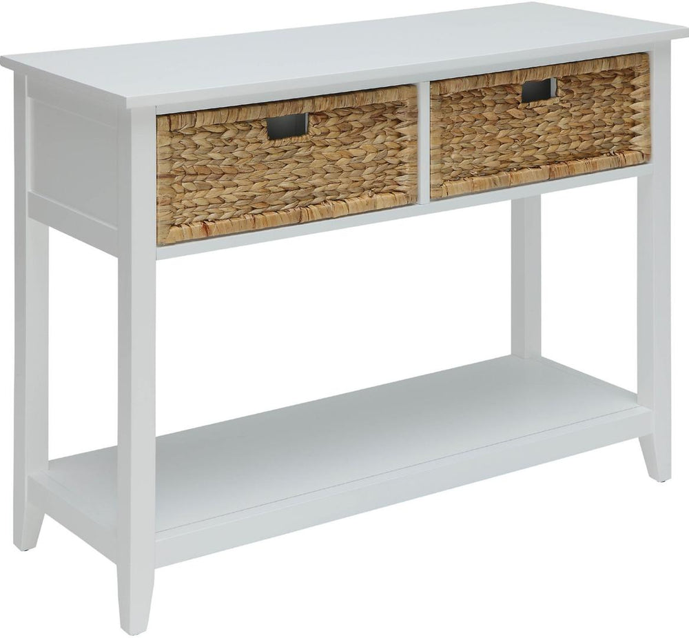 Homeroots 44" White And Natural Solid Wood Console Table With Shelves And Drawers White  286385