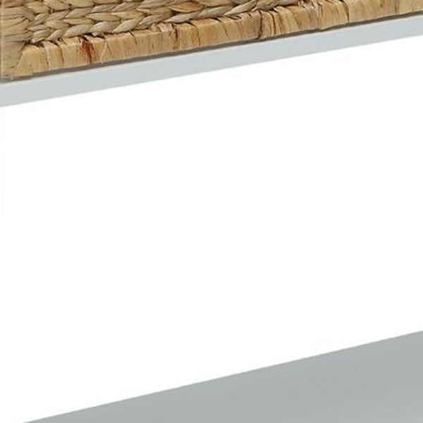 Homeroots 44" White And Natural Solid Wood Console Table With Shelves And Drawers White  286385