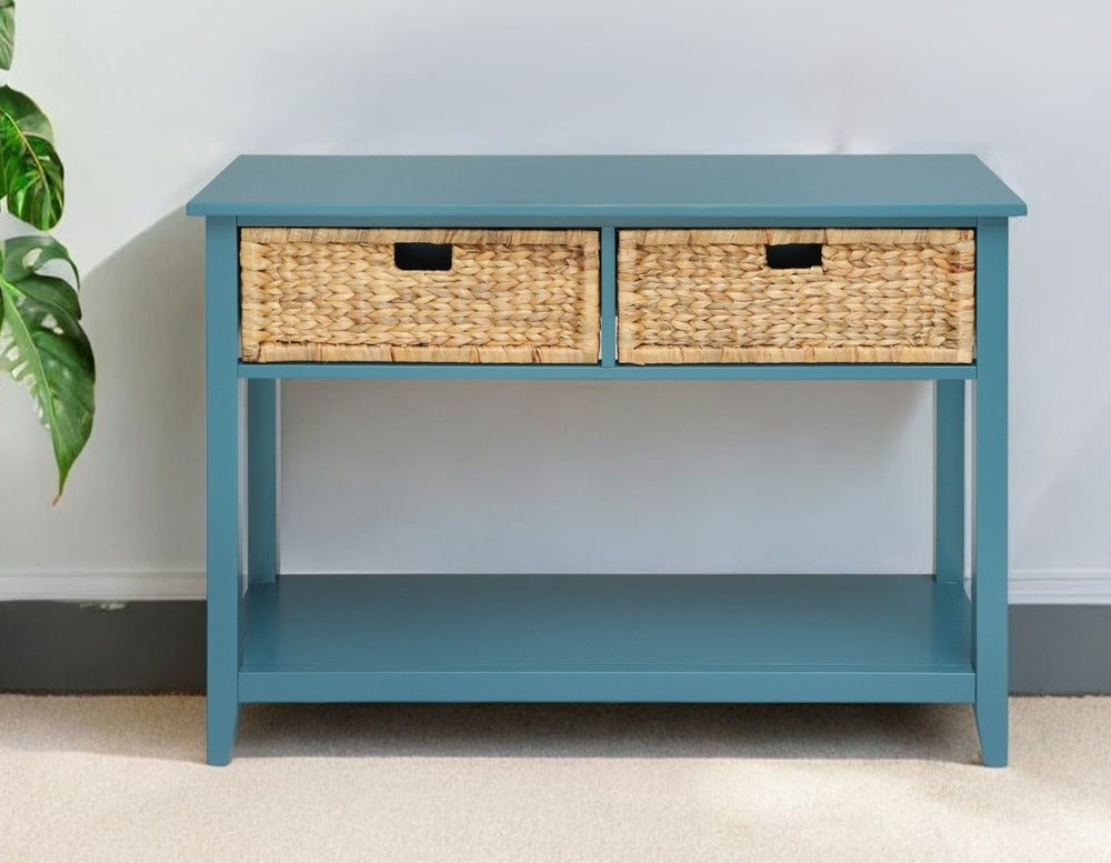 HomeRoots 44" Solid Wood Console Table - Elegant Storage Solution for Entryways, Living Rooms, and More! Teal 286387