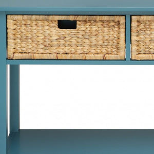 HomeRoots 44" Solid Wood Console Table - Elegant Storage Solution for Entryways, Living Rooms, and More! Teal 286387