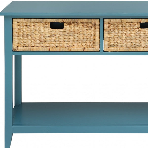 HomeRoots 44" Solid Wood Console Table - Elegant Storage Solution for Entryways, Living Rooms, and More! Teal 286387