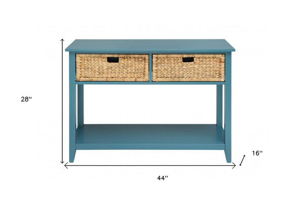 HomeRoots 44" Solid Wood Console Table - Elegant Storage Solution for Entryways, Living Rooms, and More! Teal 286387