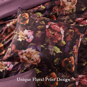 English Elm 4-piece Queen Velvet Floral Comforter Set with Ruched Pillow for Luxe Bedrooms B035P463193