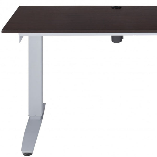 HomeRoots 47" Espresso and White Modern Desk - Sleek, Compact Design for Home Office & Study Spaces, Durable Finish 286413