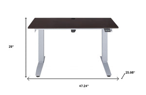 HomeRoots 47" Espresso and White Modern Desk - Sleek, Compact Design for Home Office & Study Spaces, Durable Finish 286413