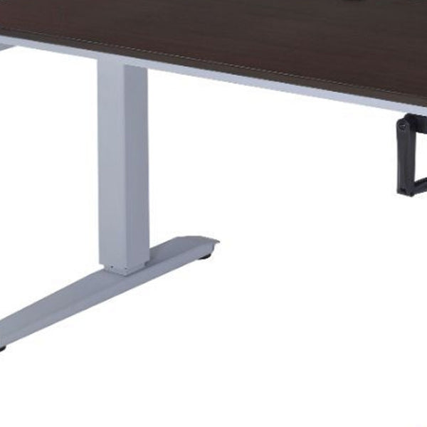 HomeRoots 47" Espresso and White Rectangular Desk - Modern, Durable, Compact Workspace for Home or Office Use 286415