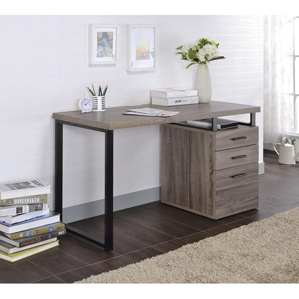 Homeroots 47" Taupe And Gray Writing Desk With Three Drawers   286418