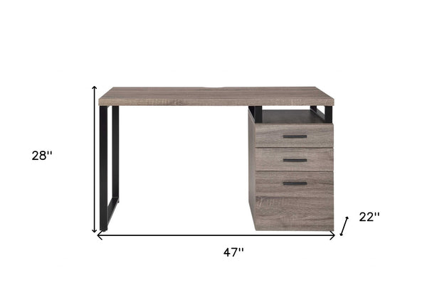 HomeRoots 47" Taupe and Gray Writing Desk - Stylish, Functional, and Perfect for Your Home Office Needs! 286418