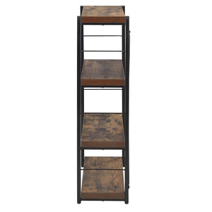 HomeRoots 43" Vintage-Industrial Black and Brown Distressed Etagere Bookcase with Three Sturdy Shelves 286421