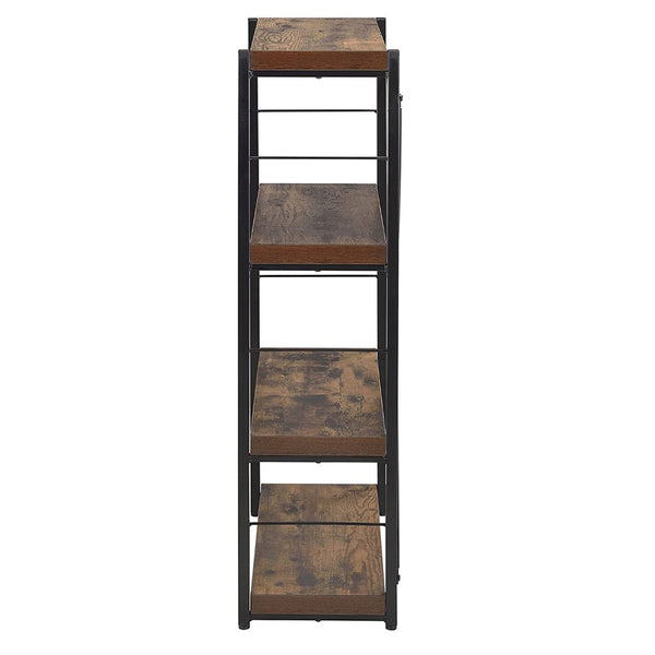 HomeRoots 43" Vintage-Industrial Black and Brown Distressed Etagere Bookcase with Three Sturdy Shelves 286421