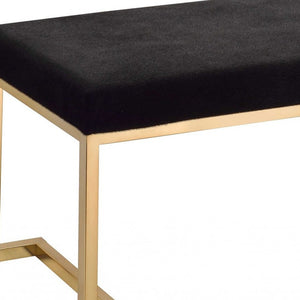 Homeroots 40" Black And Champagne Upholstered Faux Fur Bench  Metal 286427