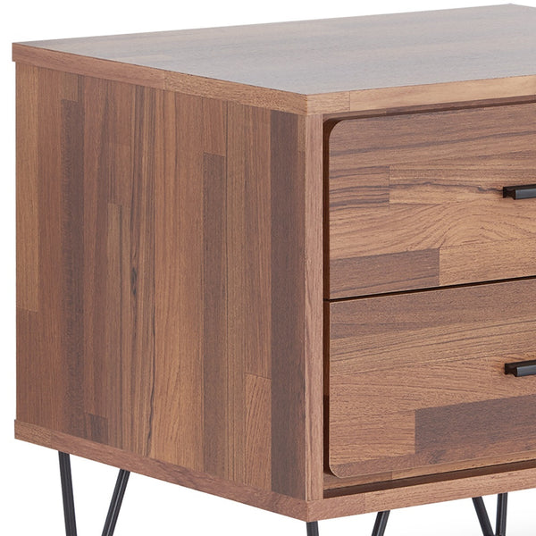 Homeroots 18" Brown Two Drawers Metal Nightstand Walnut  286438