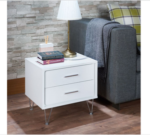 Homeroots 20" White Nightstand With Manufactured Wood Top White  286439
