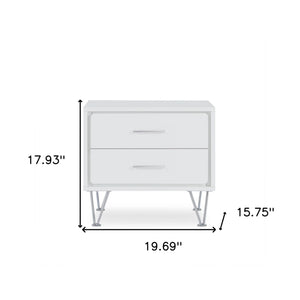 Homeroots 20" White Nightstand With Manufactured Wood Top White  286439