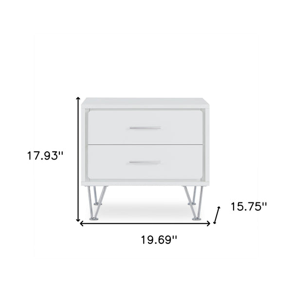 Homeroots 20" White Nightstand With Manufactured Wood Top White  286439