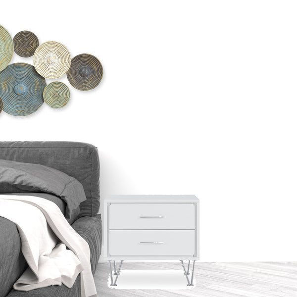 Homeroots 20" White Nightstand With Manufactured Wood Top White  286439