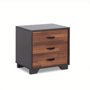 Homeroots 19" Espresso And Walnut Brown Three Drawer Wood Nightstand Walnut And Espresso  286443