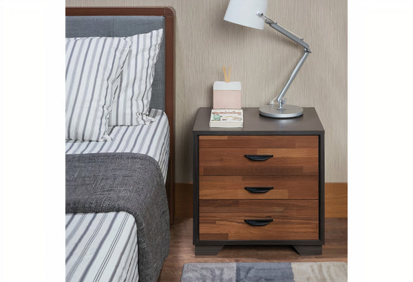 Homeroots 19" Espresso And Walnut Brown Three Drawer Wood Nightstand Walnut And Espresso  286443