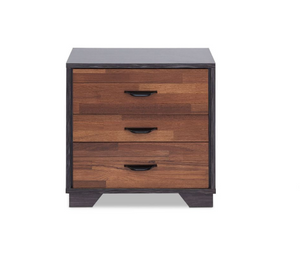 Homeroots 19" Espresso And Walnut Brown Three Drawer Wood Nightstand Walnut And Espresso  286443