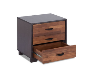 Homeroots 19" Espresso And Walnut Brown Three Drawer Wood Nightstand Walnut And Espresso  286443