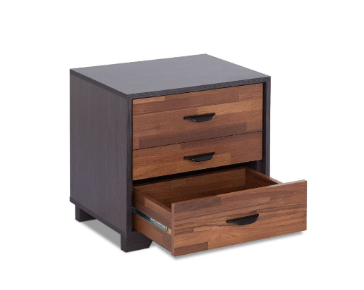 Homeroots 19" Espresso And Walnut Brown Three Drawer Wood Nightstand Walnut And Espresso  286443