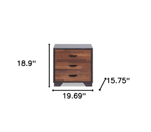 Homeroots 19" Espresso And Walnut Brown Three Drawer Wood Nightstand Walnut And Espresso  286443