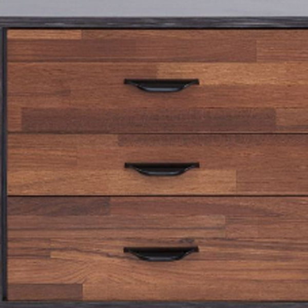 Homeroots 19" Espresso And Walnut Brown Three Drawer Wood Nightstand Walnut And Espresso  286443