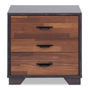 Homeroots 19" Espresso And Walnut Brown Three Drawer Wood Nightstand Walnut And Espresso  286443