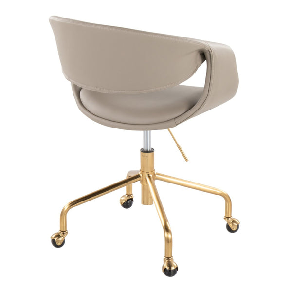 English Elm Task Chair with Chrome Five Star Base Grey Fabric Seat for Modern Home Office Use Gold,Light Grey B202P474187