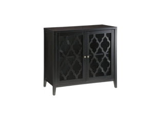 Homeroots 34" Black Sideboard With Two Glass Doors Black  286454