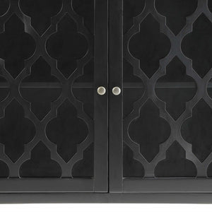 Homeroots 34" Black Sideboard With Two Glass Doors Black  286454
