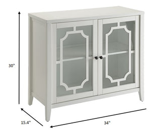 Homeroots 34" White Sideboard With Two Glass Doors White  286455
