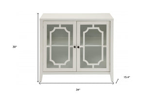 Homeroots 34" White Sideboard With Two Glass Doors White  286455
